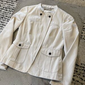 Banana Republic Cotton Sateen Zip-Up Safari Fitted Blazer